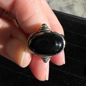 Sterling Silver with Black Onyx Stone - great condition - Size 7